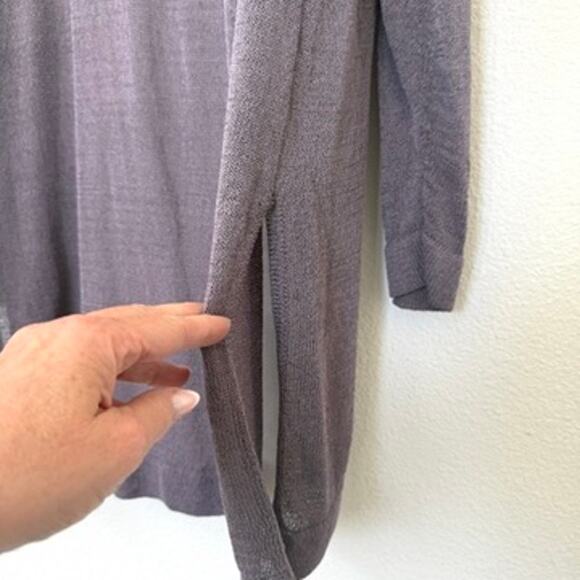 EILEEN FISHER Open Front Cardigan Gray Long Lightweight Knit Duster L Minimalist - Picture 6 of 6